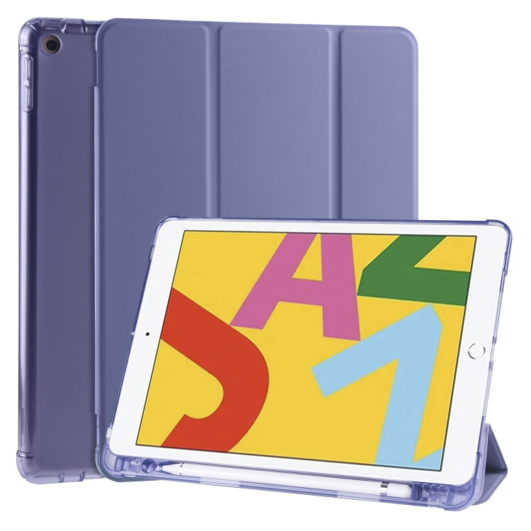For iPad 10.2 2021 / 2020 / 2019 3-folding Horizontal Flip PU Leather + Shockproof TPU Case with Holder & Pen Slot