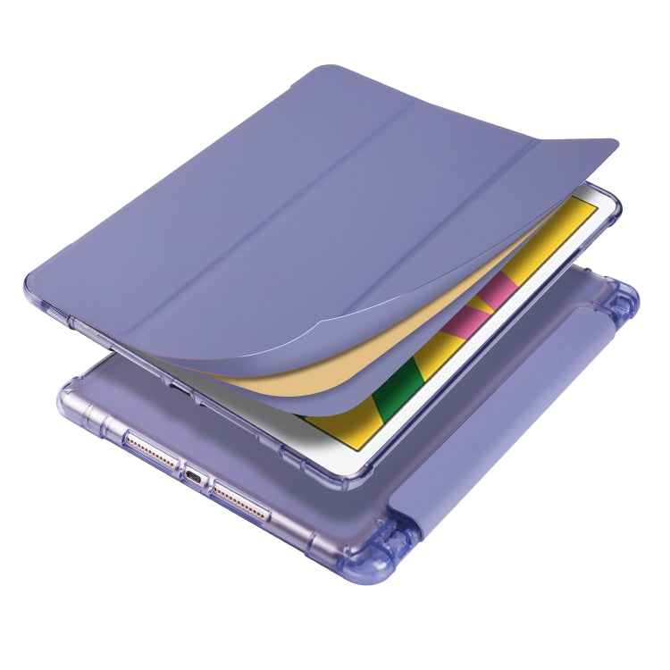 For iPad 10.2 2021 / 2020 / 2019 3-folding Horizontal Flip PU Leather + Shockproof TPU Case with Holder & Pen Slot