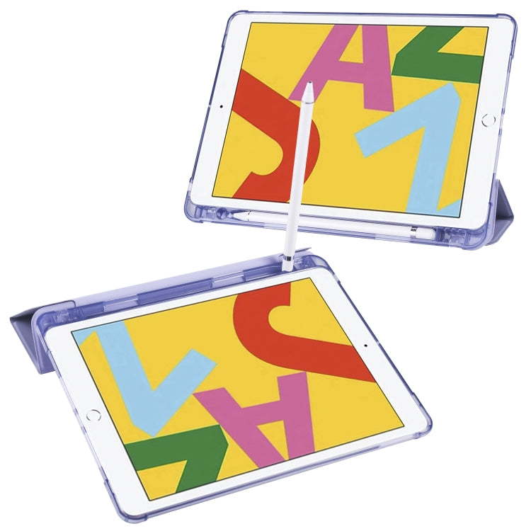 For iPad 10.2 2021 / 2020 / 2019 3-folding Horizontal Flip PU Leather + Shockproof TPU Case with Holder & Pen Slot