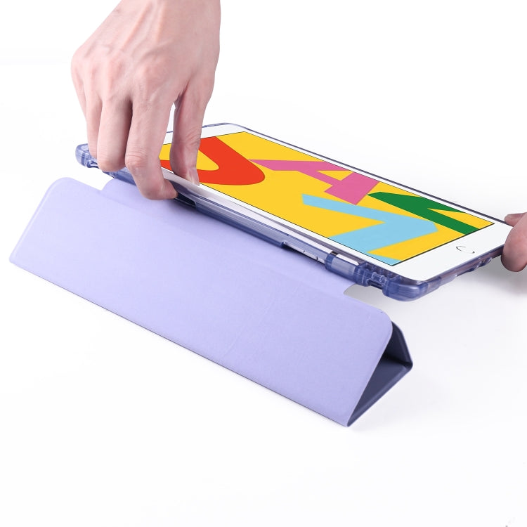 For iPad 10.2 2021 / 2020 / 2019 3-folding Horizontal Flip PU Leather + Shockproof TPU Case with Holder & Pen Slot