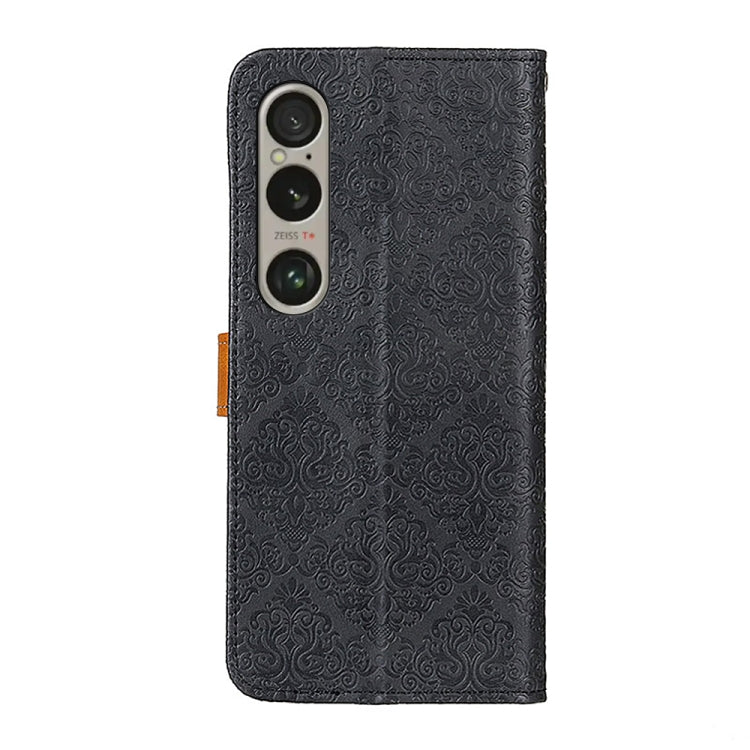 For Sony Xperia 1 VI European Floral Embossed Leather Phone Case