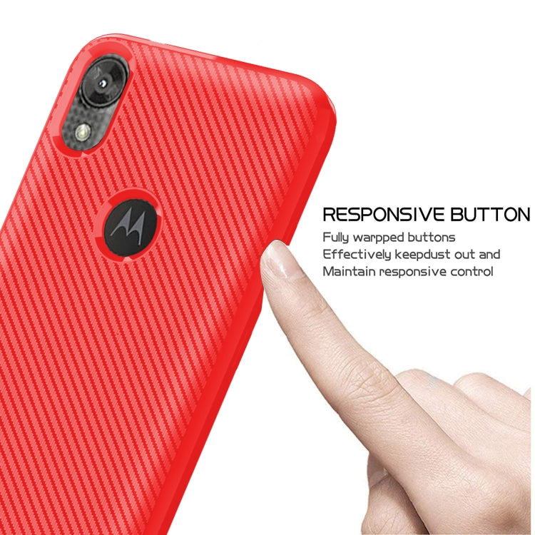 For Motorola Moto E6 Carbon Fiber Texture Shockproof TPU Protective Case