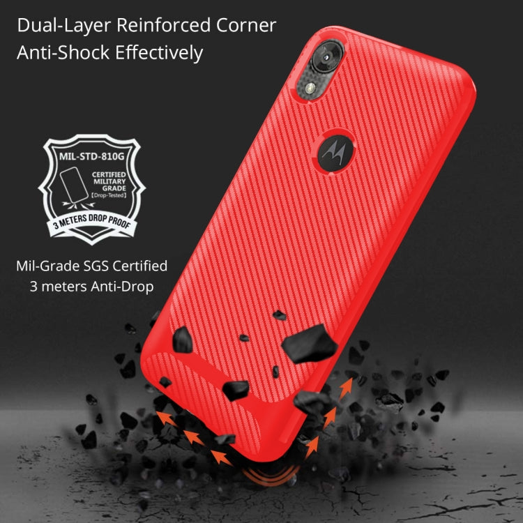 For Motorola Moto E6 Carbon Fiber Texture Shockproof TPU Protective Case