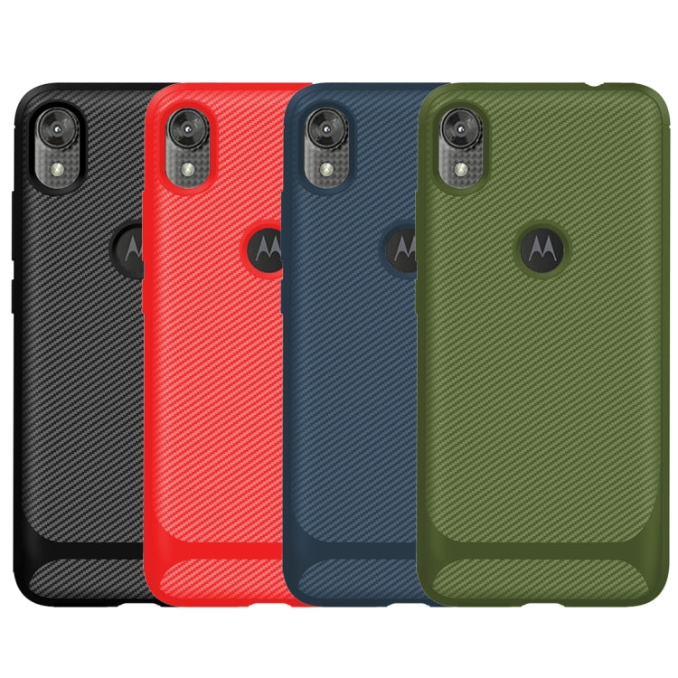 For Motorola Moto E6 Carbon Fiber Texture Shockproof TPU Protective Case