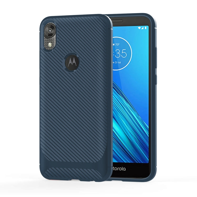 For Motorola Moto E6 Carbon Fiber Texture Shockproof TPU Protective Case