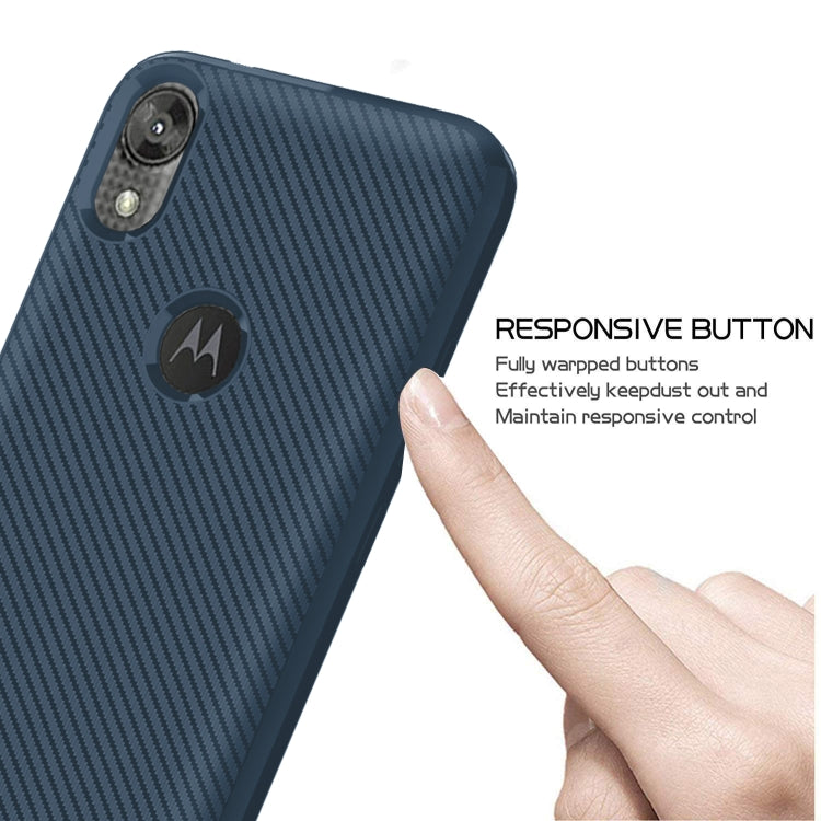 For Motorola Moto E6 Carbon Fiber Texture Shockproof TPU Protective Case