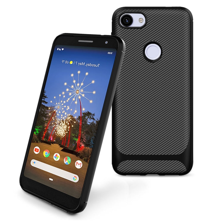 For Motorola Moto E6 Play Carbon Fiber Texture Shockproof TPU Protective Case