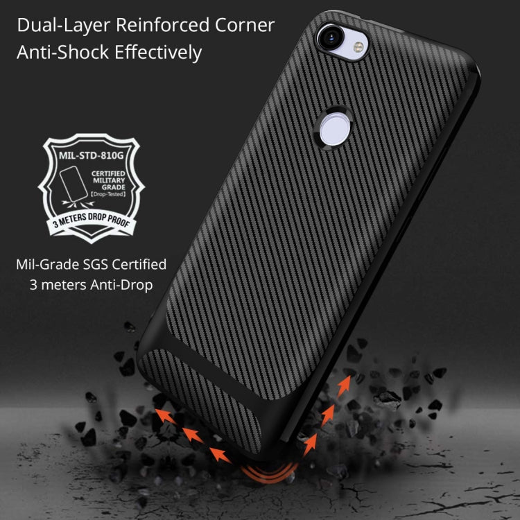 For Motorola Moto E6 Play Carbon Fiber Texture Shockproof TPU Protective Case