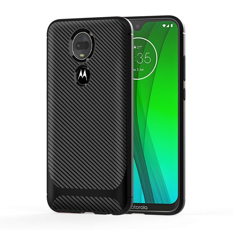 For Motorola Moto G7 Carbon Fiber Texture Shockproof TPU Protective Case