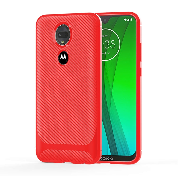For Motorola Moto G7 Carbon Fiber Texture Shockproof TPU Protective Case
