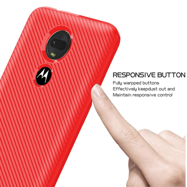 For Motorola Moto G7 Carbon Fiber Texture Shockproof TPU Protective Case