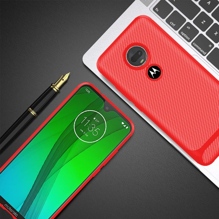For Motorola Moto G7 Carbon Fiber Texture Shockproof TPU Protective Case