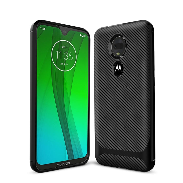 For Motorola Moto G7 Plus Carbon Fiber Texture Shockproof TPU Protective Case