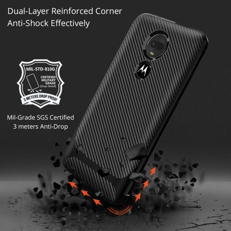 For Motorola Moto G7 Plus Carbon Fiber Texture Shockproof TPU Protective Case