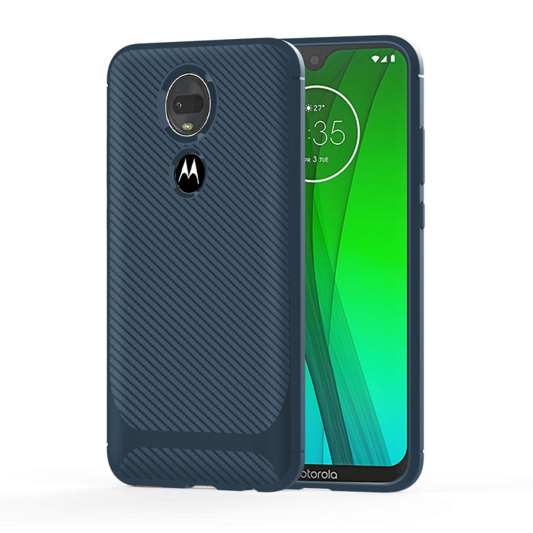 For Motorola Moto G7 Plus Carbon Fiber Texture Shockproof TPU Protective Case