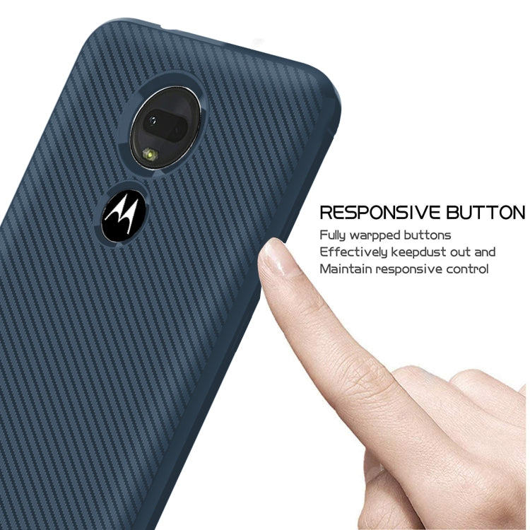 For Motorola Moto G7 Plus Carbon Fiber Texture Shockproof TPU Protective Case
