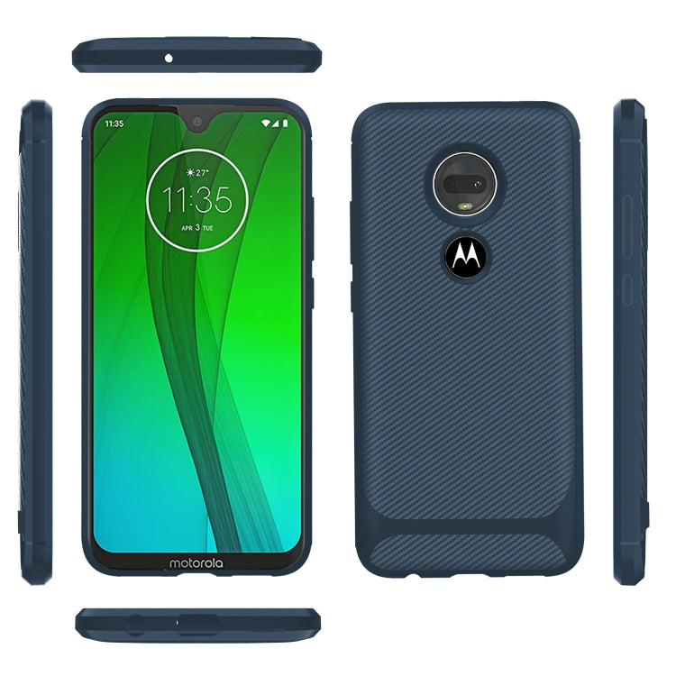 For Motorola Moto G7 Plus Carbon Fiber Texture Shockproof TPU Protective Case
