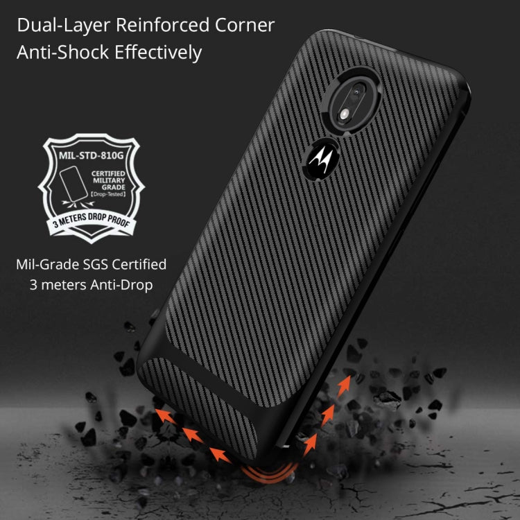 For Motorola Moto G7 Play(US Version) Carbon Fiber Texture Shockproof TPU Protective Case