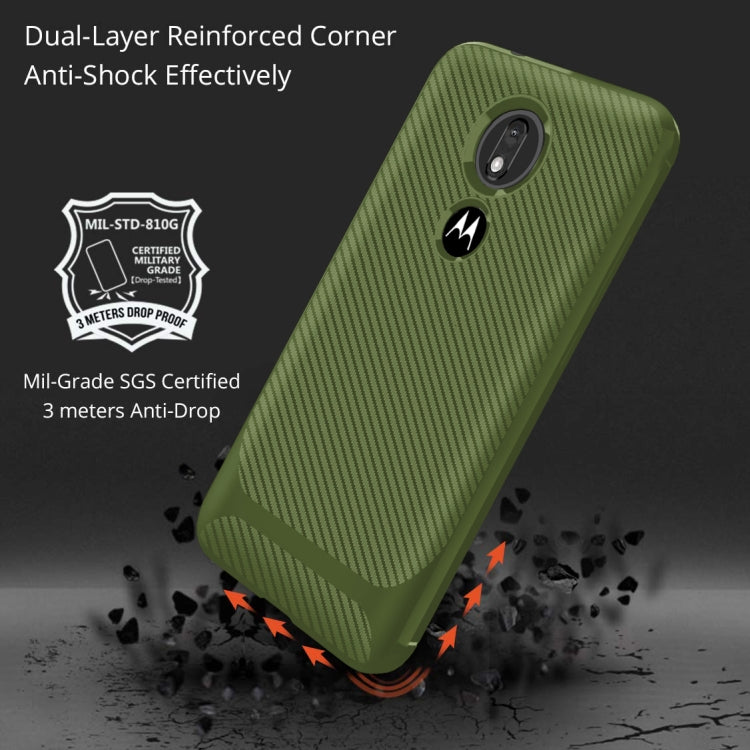 For Motorola Moto G7 Play(US Version) Carbon Fiber Texture Shockproof TPU Protective Case