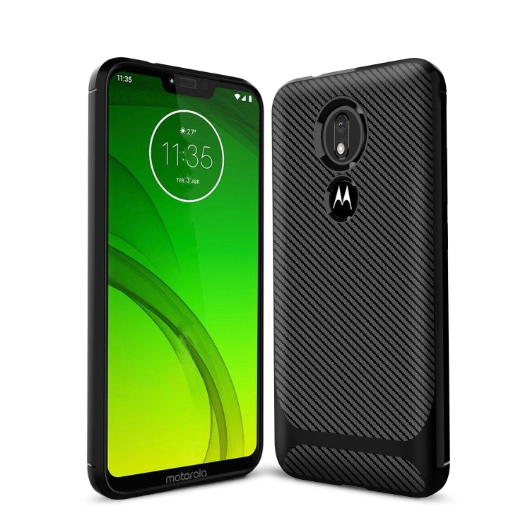 For Motorola Moto G7 Play(EU Version) Carbon Fiber Texture Shockproof TPU Protective Case