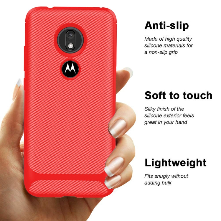 For Motorola Moto G7 Play(EU Version) Carbon Fiber Texture Shockproof TPU Protective Case