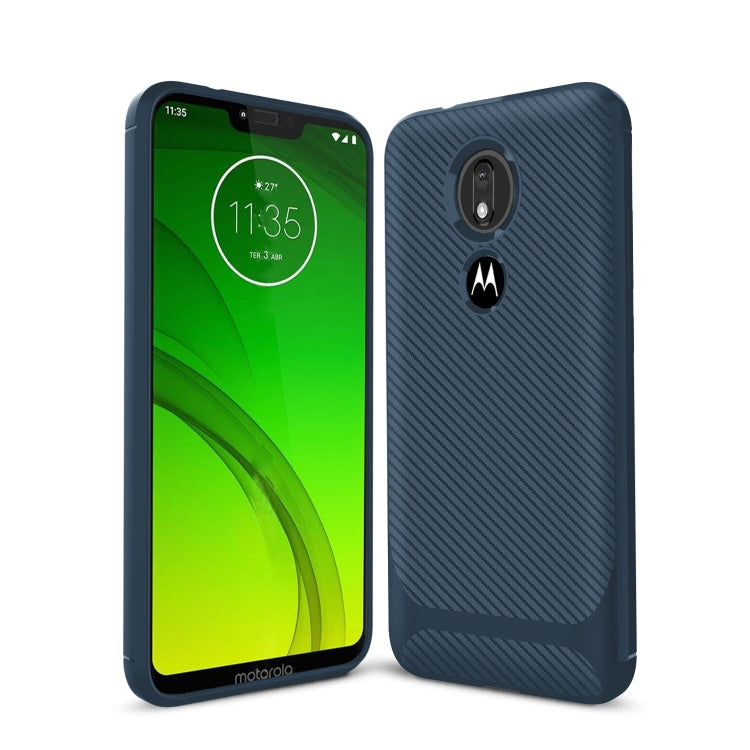 For Motorola Moto G7 Play(EU Version) Carbon Fiber Texture Shockproof TPU Protective Case