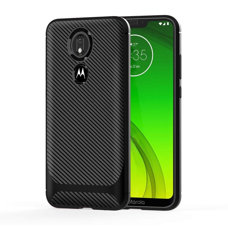 For Motorola Moto G7 Power(US Version) Carbon Fiber Texture Shockproof TPU Protective Case