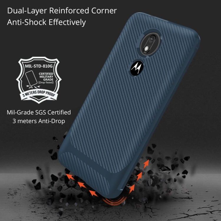 For Motorola Moto G7 Power(US Version) Carbon Fiber Texture Shockproof TPU Protective Case