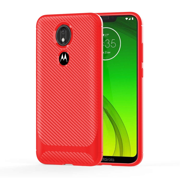 For Motorola Moto G7 Power(EU Version) Carbon Fiber Texture Shockproof TPU Protective Case