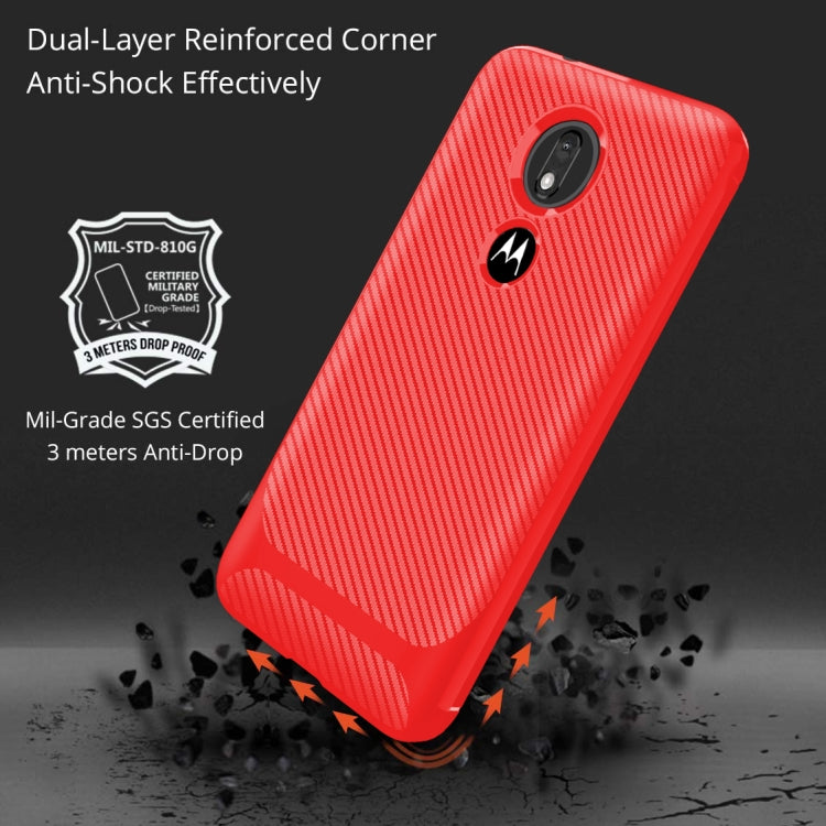 For Motorola Moto G7 Power(EU Version) Carbon Fiber Texture Shockproof TPU Protective Case