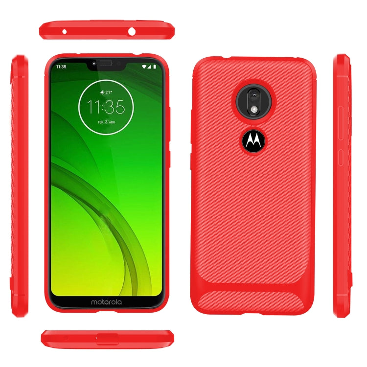 For Motorola Moto G7 Power(EU Version) Carbon Fiber Texture Shockproof TPU Protective Case