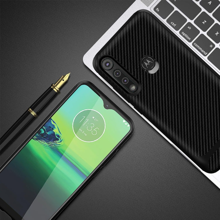 For Motorola Moto G8 Play / One Macro Carbon Fiber Texture Shockproof TPU Protective Case