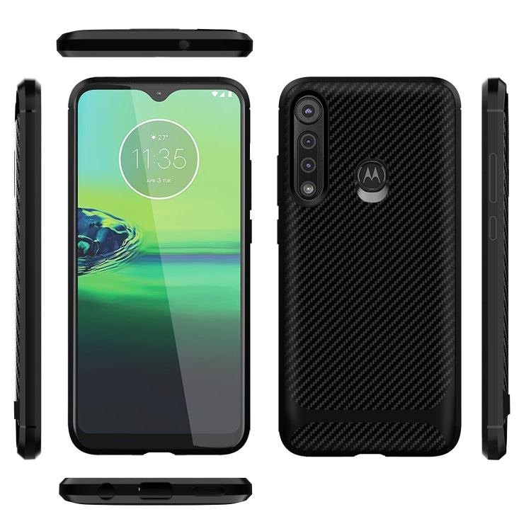 For Motorola Moto G8 Play / One Macro Carbon Fiber Texture Shockproof TPU Protective Case