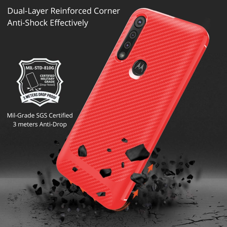 For Motorola Moto G8 Play / One Macro Carbon Fiber Texture Shockproof TPU Protective Case