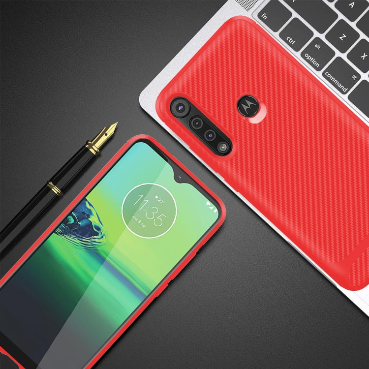 For Motorola Moto G8 Play / One Macro Carbon Fiber Texture Shockproof TPU Protective Case