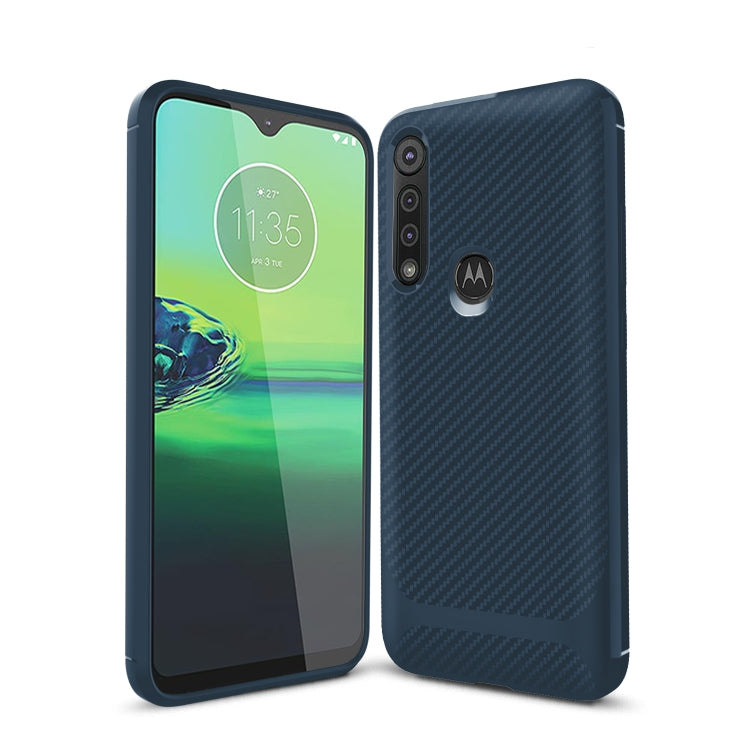 For Motorola Moto G8 Play / One Macro Carbon Fiber Texture Shockproof TPU Protective Case