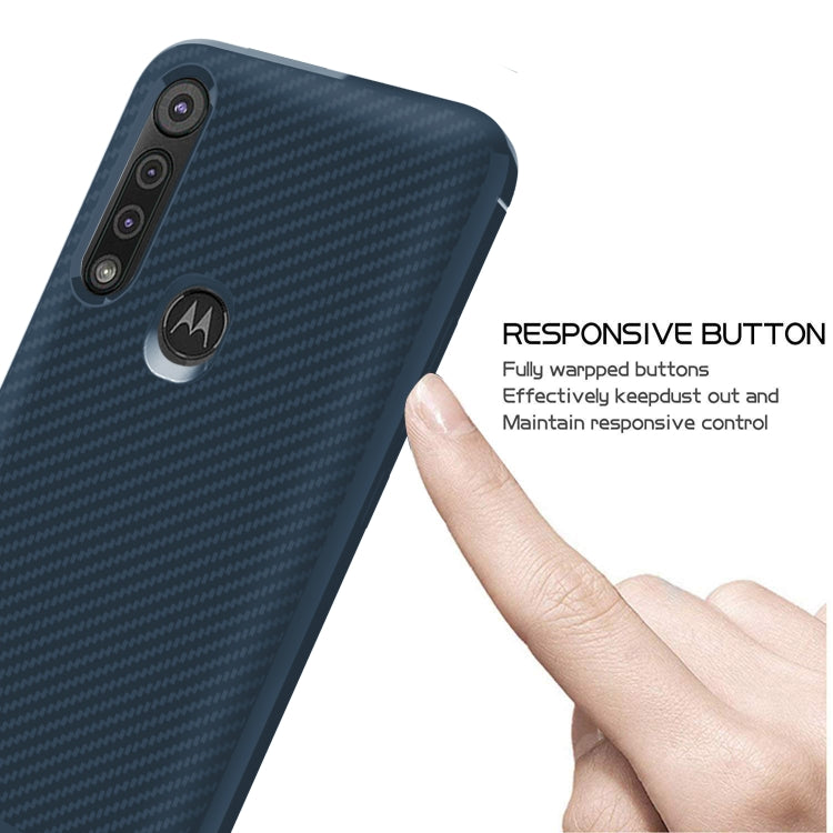 For Motorola Moto G8 Play / One Macro Carbon Fiber Texture Shockproof TPU Protective Case