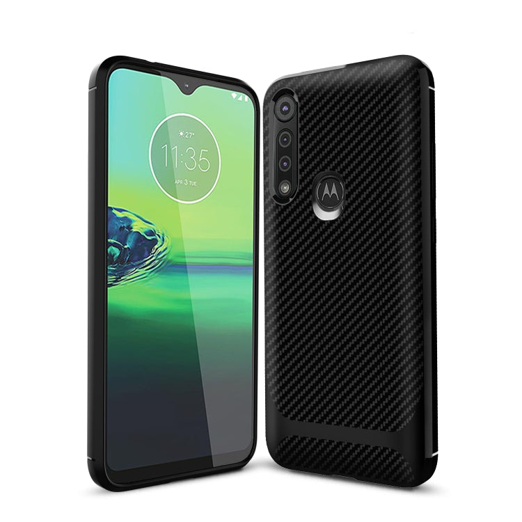For Motorola Moto G8 Plus Carbon Fiber Texture Shockproof TPU Protective Case