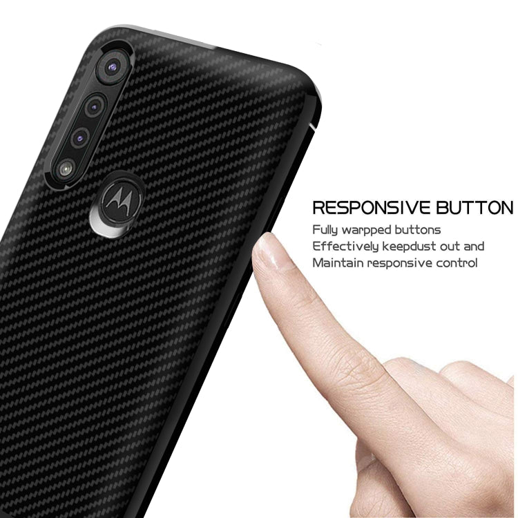 For Motorola Moto G8 Plus Carbon Fiber Texture Shockproof TPU Protective Case