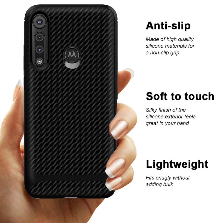 For Motorola Moto G8 Plus Carbon Fiber Texture Shockproof TPU Protective Case