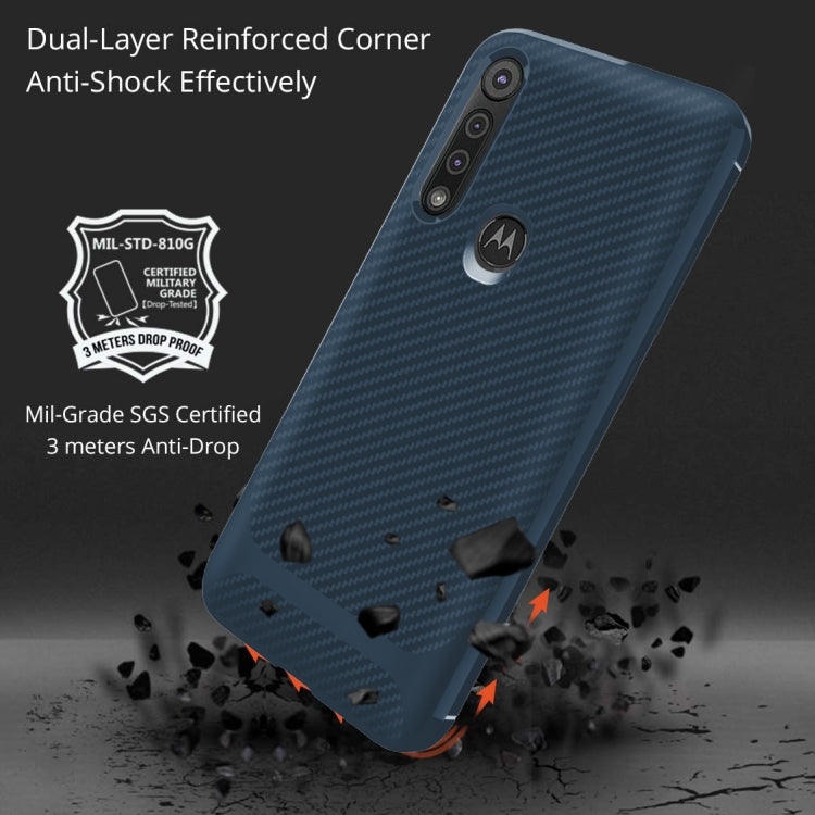 For Motorola Moto G8 Plus Carbon Fiber Texture Shockproof TPU Protective Case