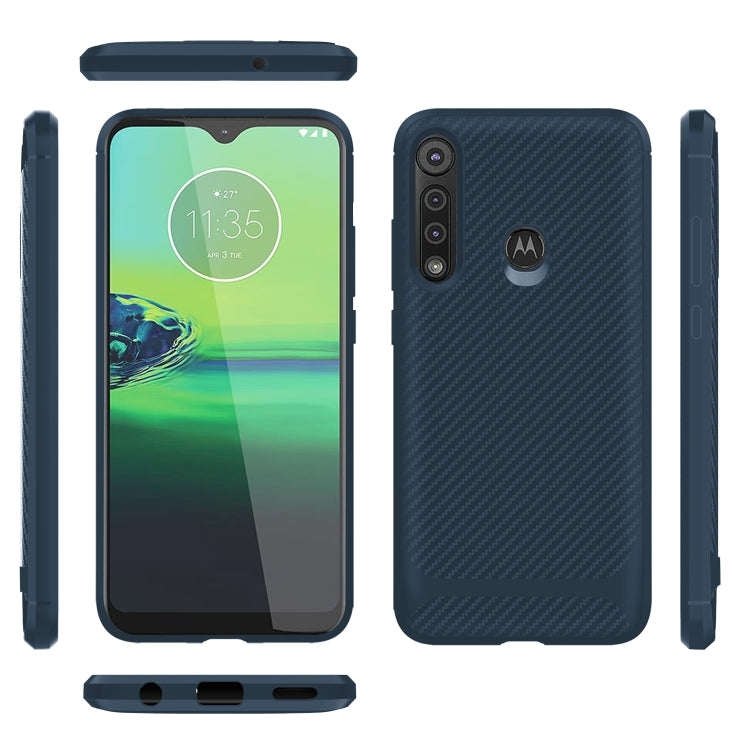 For Motorola Moto G8 Plus Carbon Fiber Texture Shockproof TPU Protective Case