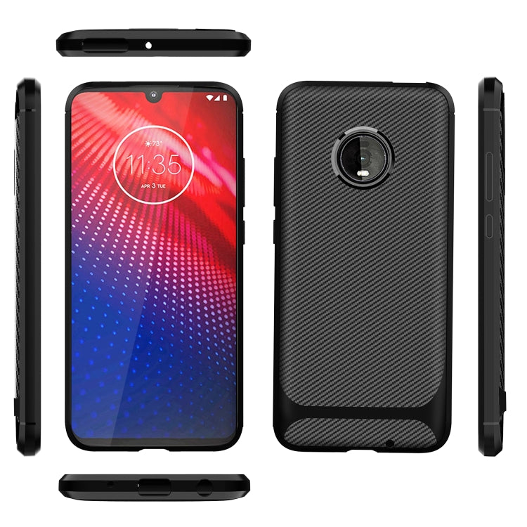 For Motorola Moto Z4 Play / Z4 Carbon Fiber Texture Shockproof TPU Protective Case