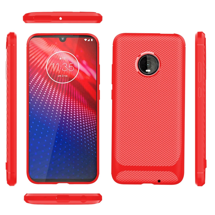 For Motorola Moto Z4 Play / Z4 Carbon Fiber Texture Shockproof TPU Protective Case