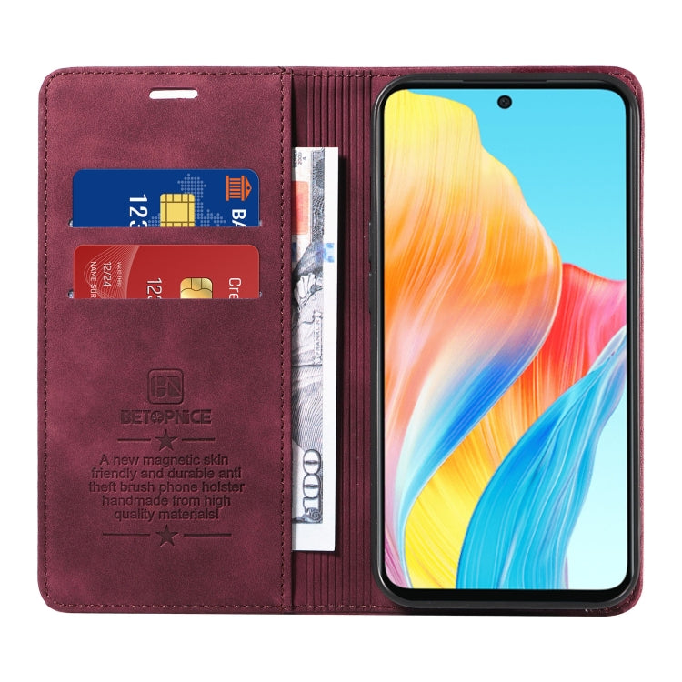 For OPPO A58 4G BETOPNICE Suction Anti-theft Leather Phone Case