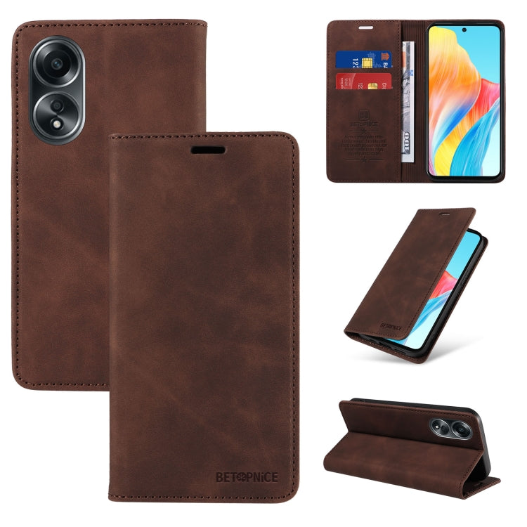 For OPPO A58 4G BETOPNICE Suction Anti-theft Leather Phone Case