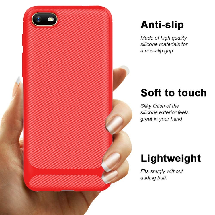 For OPPO A1k / Realme C2 Carbon Fiber Texture Shockproof TPU Protective Case