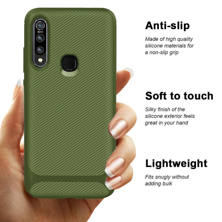 For OPPO A8 / A31(2020) Carbon Fiber Texture Shockproof TPU Protective Case