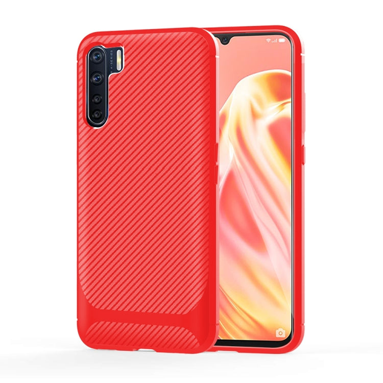 For OPPO A91 / F15 / Reno3 Carbon Fiber Texture Shockproof TPU Protective Case