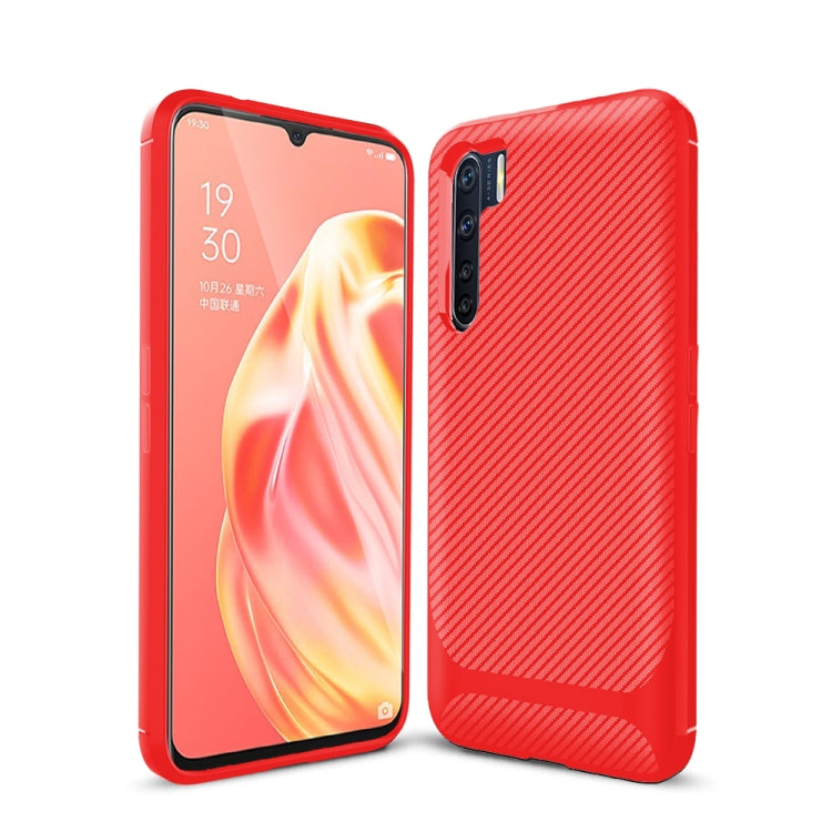 For OPPO A91 / F15 / Reno3 Carbon Fiber Texture Shockproof TPU Protective Case